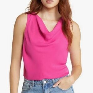 NWOT OPEN EDIT Large Cowl Neck crepe tank in pink fuchsia, sleeveless summer